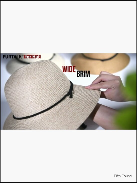 Wide Brim Straw Sun Hat with Wind Lanyard UPF 80+ Foldable Summer Beach main image 4